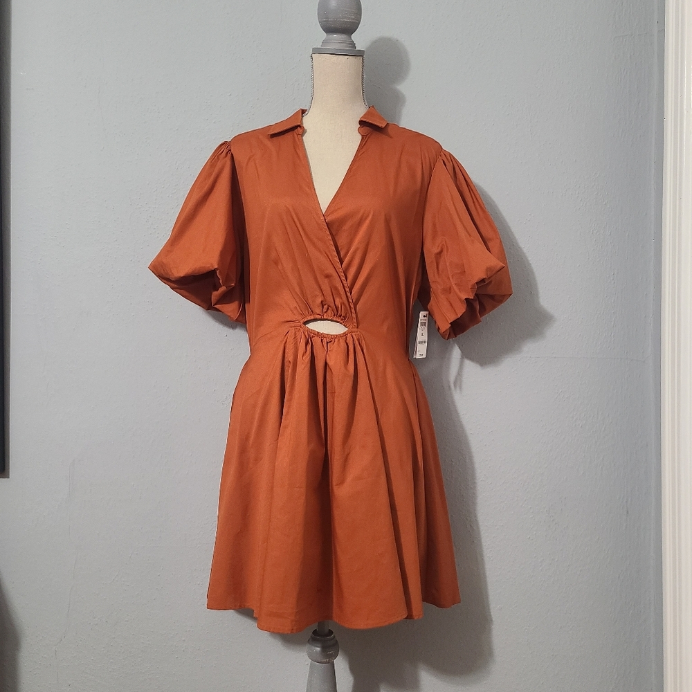 And Now This Women's Cutout Fit & Flare Puff‎ Sleeve Dress NWT XLarge